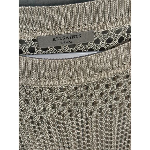 All Saints Sz XS Oversized Slouchy Fit Open Crochet Knit Estero Jumper Viscose - Picture 6 of 14